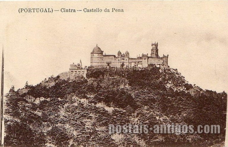 Bilhete postal ilustrado do Castelo da Pena, Sintra | Portugal em postais antigos 