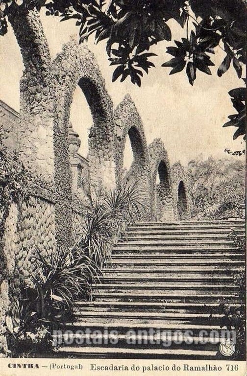 Bilhete postal ilustrado do Palácio do Ramalhão​, Sintra | Portugal em postais antigos 