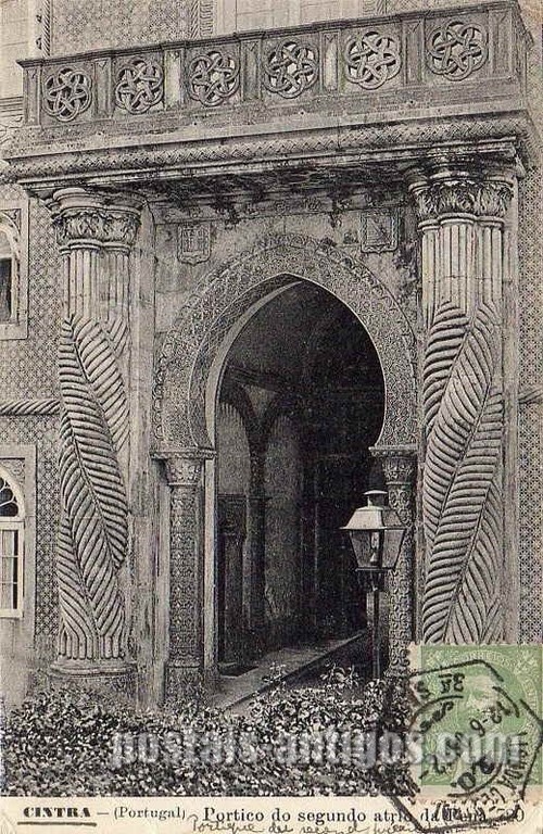 Bilhete postal ilustrado do Pórtico do segundo atrio da Pena, Sintra | Portugal em postais antigos 