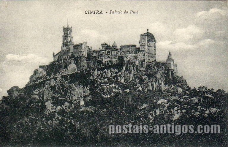 Bilhete postal ilustrado do Palácio da Pena em Sintra | Portugal em postais antigos 