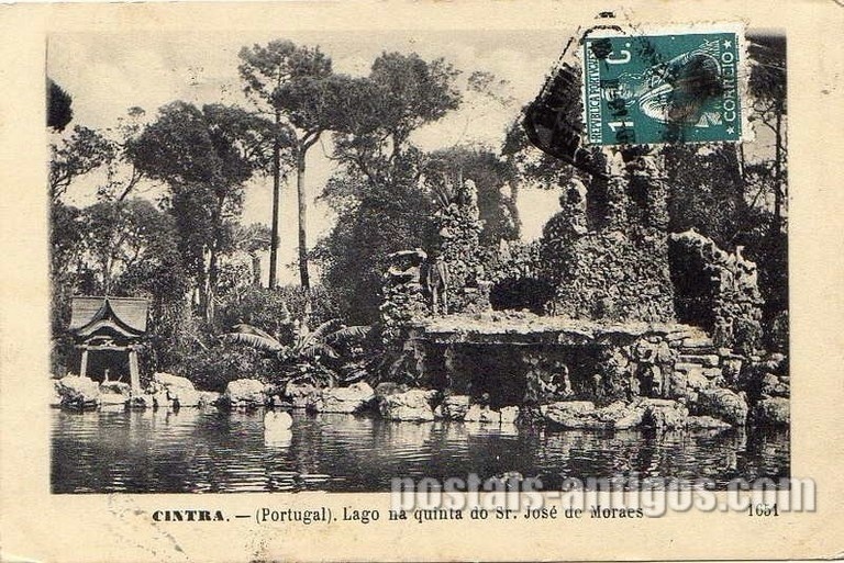 Bilhete postal ilustrado do Lago na Quinta do Sr. José de Morais, Sintra  | Portugal em postais antigos 