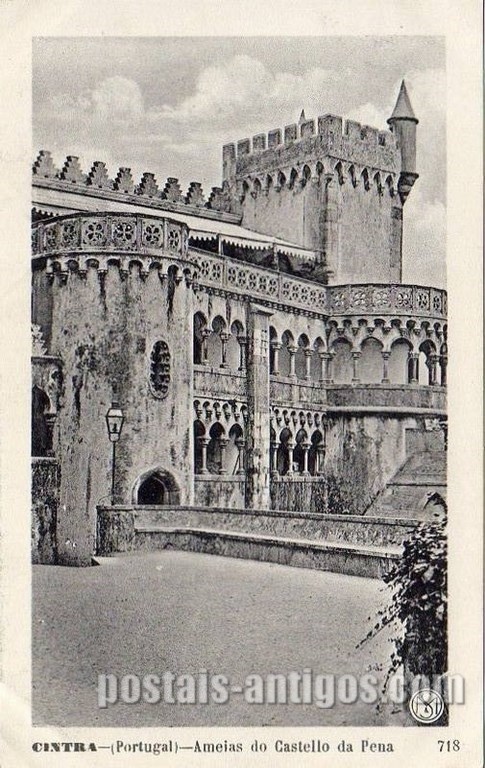 Bilhete postal ilustrado de Sintra, ​Ameias do Castelo da Pena | Portugal em postais antigos 