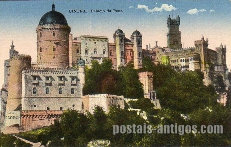 Bilhete postal ilustrado de Sintra, Palácio Pena | Portugal em postais antigos 