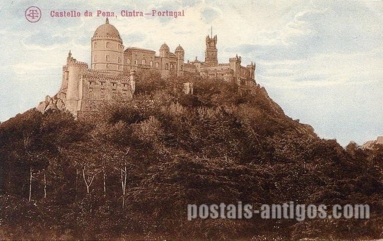 Bilhete postal ilustrado do Castelo da Pena, Sintra | Portugal em postais antigos 