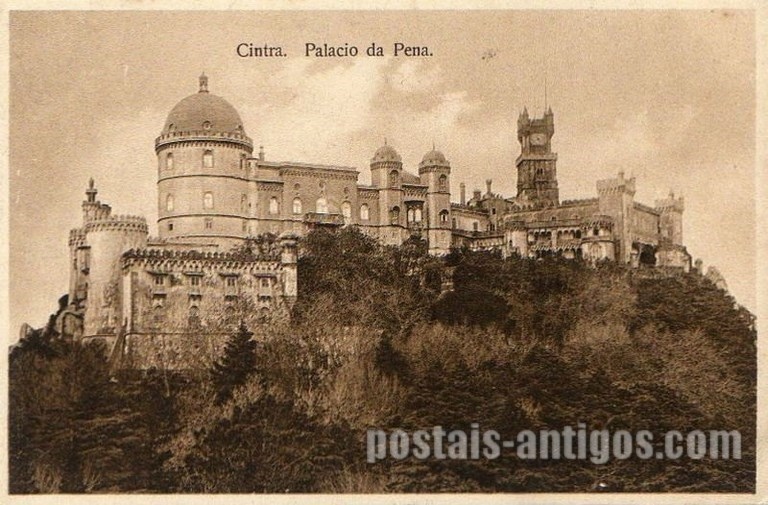 Bilhete postal ilustrado da Vista geral do Palácio da Pena | Portugal em postais antigos 