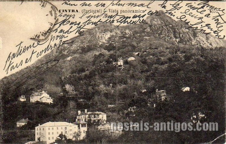 Bilhete postal ilustrado de Sintra, vista panorâmica | Portugal em postais antigos 