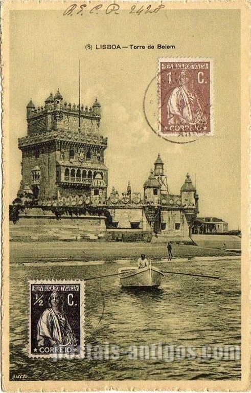 Bilhete postal antigo de Lisboa , Portugal: Torre de Bélem - 97