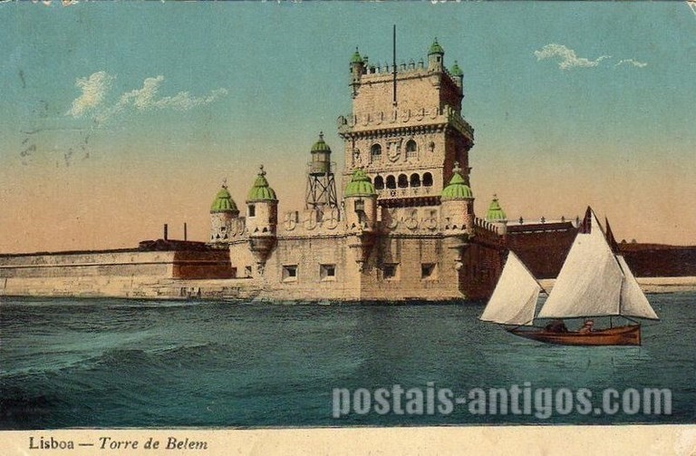 Bilhete postal antigo de Lisboa , Portugal: Torre de Bélem - 83