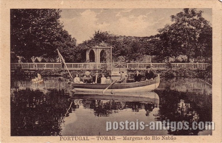 Bilhete postal antigo de Tomar, Um passeio de barco no rio Nabão | Portugal em postais antigos