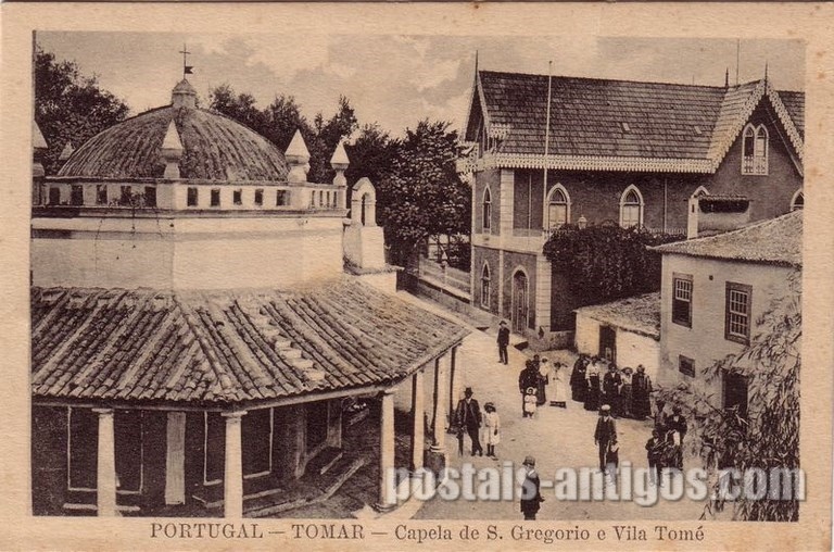 Bilhete postal ilustrado da Capela de São Gregório e Vila Tomé, Tomar | Portugal em postais antigos