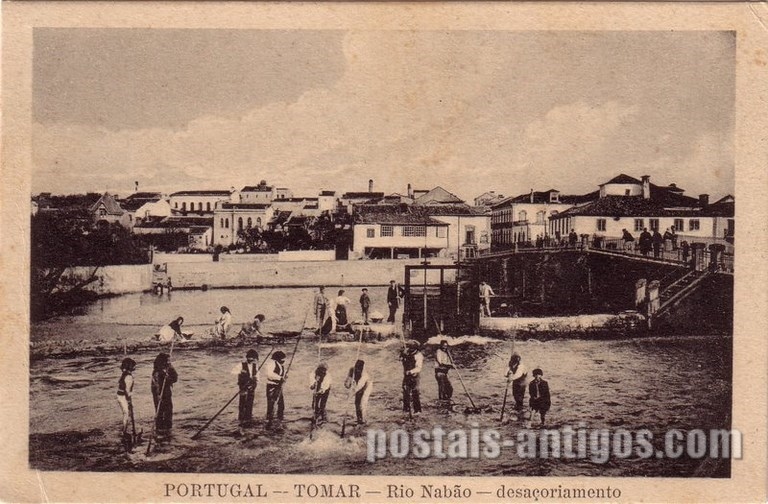 Bilhete postal antigo do Rio Nabão - desaçoriamento, Tomar   | Portugal em postais antigos