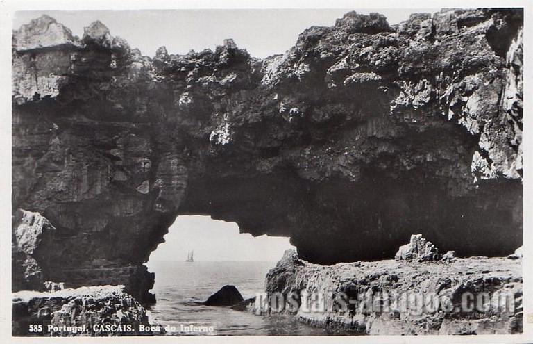 Bilhete postal ilustrado de Cascais, Boca do Inferno | Portugal em postais antigos 