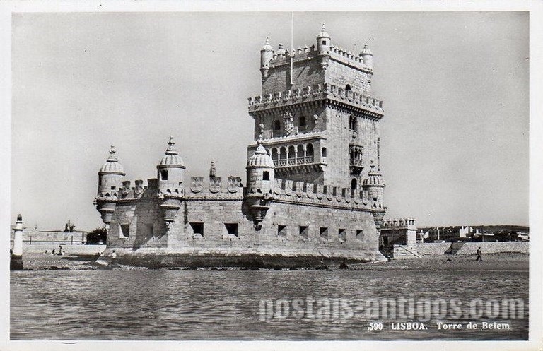 Bilhete postal antigo de Lisboa , Portugal: Torre de Bélem - 128