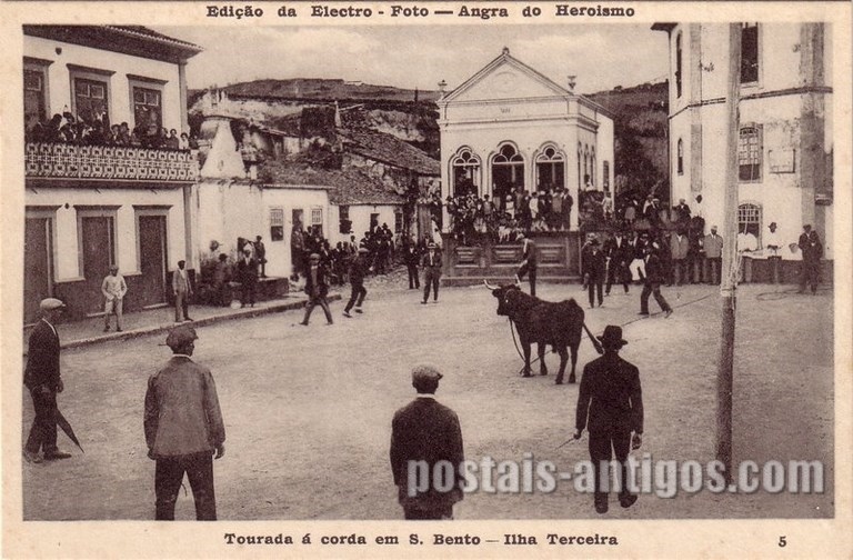 Bilhete postal da Tourada á corda, São Bento, Angra do Heroísmo, Açores | Portugal em postais antigos