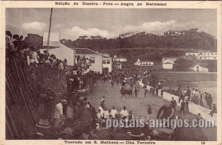 Bilhete postal da Tourada em São Mateus, Angra do Heroísmo, Açores | Portugal em postais antigos