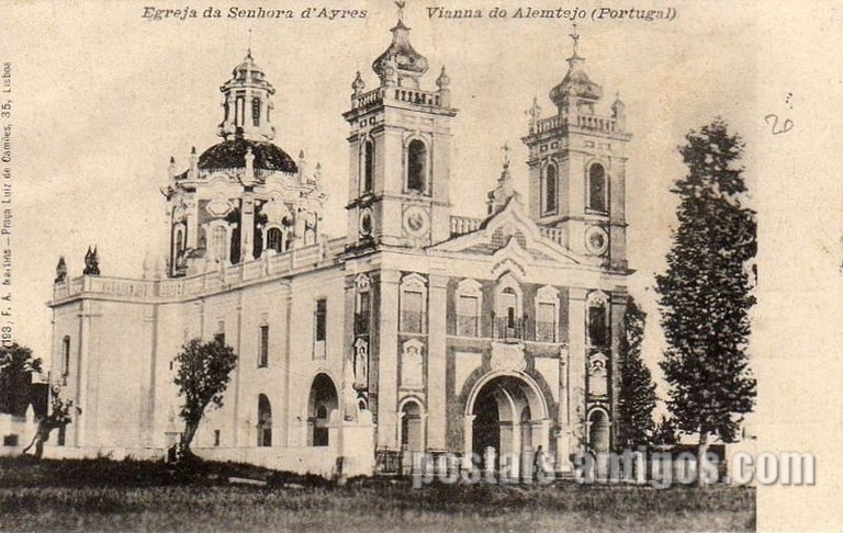 Bilhete postal antigo de Viana do Alentejo, Igreja da Senhora d'Aires | Portugal em postais antigos
