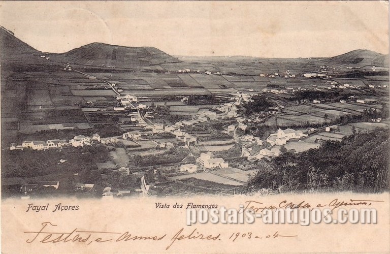 Bilhete postal de Faial, Açores, vista dos Flamengos | Portugal em postais antigos 