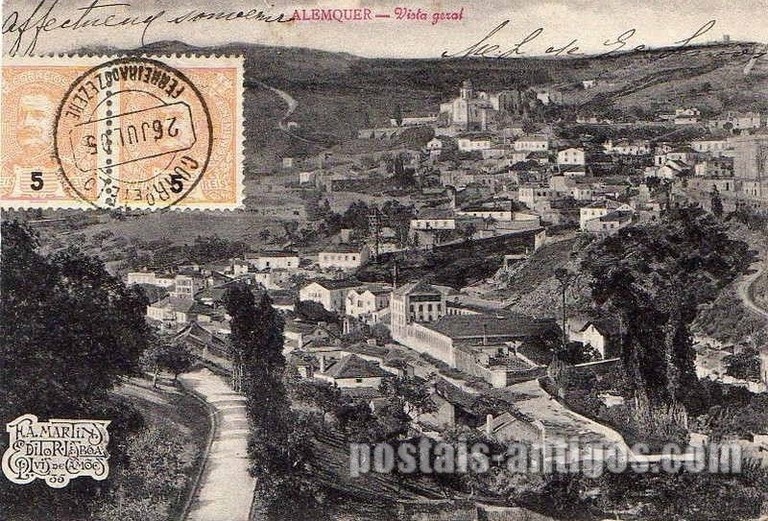 Bilhete postal ilustrado de Alemquer, vista geral | Portugal em postais antigos 