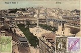 Bilhete postal antigo de Lisboa: Rossio visto do Elevador | Portugal em postais antigos