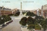 Bilhete postal antigo de Lisboa: Praça dos Restauradores | Portugal em postais antigos