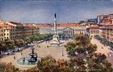 Bilhete postal antigo de Lisboa: Praça Dom Pedro IV (Rossio) | Portugal em postais antigos