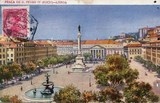 Bilhete postal ilustrado de Lisboa: Praça Dom Pedro IV (Rossio) | Portugal em postais antigos