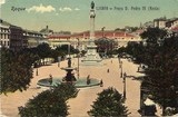 Bilhete postal ilustrado de Lisboa: Praça Dom Pedro IV (Rossio) | Portugal em postais antigos