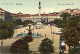Bilhete postal antigo de Lisboa: Praça Dom Pedro IV (Rossio) | Portugal em postais antigos