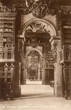 Postal antigo de Coimbra, Portugal: Interior da Biblioteca da Universidade.