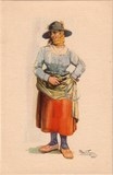 Bilhete postal ilustrado por Alberto Souza: Costume do Alentejo | Portugal em postais-antigos.com