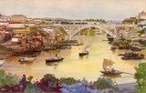 Bilhete postal ilustrado por Alberto Souza: Vista parcial de Porto | Portugal em postais-antigos.com