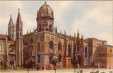 Bilhete postal ilustrado por Alberto Souza: ​Mosteiro dos Jerónimos, Lisboa | Portugal em postais-antigos.com