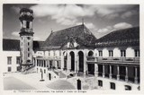 Postal antigo de Coimbra, Portugal: Universidade, Via Latina e Torre do Relógio.
