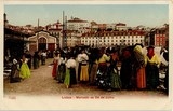 Bilhete postal ilustrado de Lisboa, mercado de 24 de Julho | Portugal em postais antigos