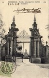 Postal antigo de Coimbra, Portugal: Portão principal do Jardim Botânico.