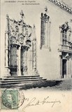 Postal antigo de Coimbra, Portugal: Porta da Capela da Universidade.