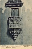Postal antigo de Coimbra, Portugal: O pulpito da Igreja de Santa Cruz.