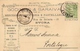 Bilhete postal de Évora, Godinho & Saraiva Mercearia, confeitaria e pastelaria | Portugal em postais antigos