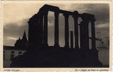 Bilhete postal do Templo Romano de Diana​ ao antardecer, Évora | Portugal em postais antigos