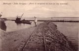 Bilhete postal doAterro de Terraplano do muro do cais acostável, Mormugão, India Portuguesa | Portugal em postais antigos