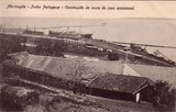 Bilhete postal do Continuação do muro do cais acostável, Mormugão, India Portuguesa | Portugal em postais antigos