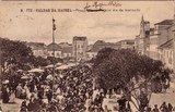 Bilhete postal de Caldas da Rainha, Praça Maria Pia em dia de mercado | Portugal em postais antigos