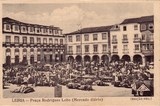 Bilhete postal de Leiria, Praça Rodrigues Lobo, Mercado Diário | Portugal em postais antigos