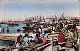 Bilhete postal de Lisboa, cais da Ribeira, descarga de peixe | Portugal em postais antigos