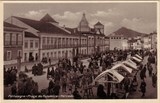 Bilhete postal de Portalegre, Praça da República, Mercado | Portugal em postais antigos