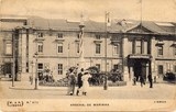 Bilhete postal antigo de Lisboa: Arsenal da Marinha e Pelourinho da Praça do Município | Portugal em postais antigos