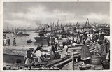 Bilhete postal de Lisboa: Cais da Ribeira, Chegada de peixe | Portugal em postais antigos