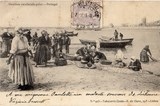 Bilhete postal ilustrado de Ovarinas escolhendo peixe | Portugal em postais antigos 