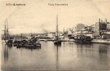 Bilhete postal ilustrado de Lisboa: ​Doca de Alcântara - Vista panorâmica | Portugal em postais antigos