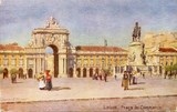Bilhete postal antigo de Lisboa: Praça do Comércio | Portugal em postais antigos
